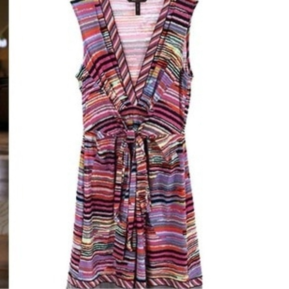 BCBGMaxAzria Multiptint Stripe Tie Belt Dress Size XS - Picture 1 of 11